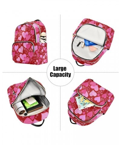 Women Backpack Romance Heart Pink Floral Sweet Anti-Theft Travel Backpack with Luggage Belt Lightweight Handbag Roomy Double ...