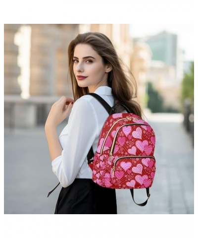 Women Backpack Romance Heart Pink Floral Sweet Anti-Theft Travel Backpack with Luggage Belt Lightweight Handbag Roomy Double ...