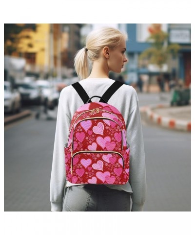 Women Backpack Romance Heart Pink Floral Sweet Anti-Theft Travel Backpack with Luggage Belt Lightweight Handbag Roomy Double ...