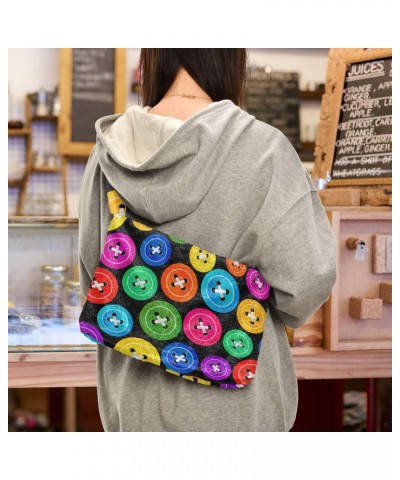 Colorful Buttons Shoulder Tote Bags for Women Furry Crossbody bag Hobo Handbag Purses for Travel Work College $11.12 Totes