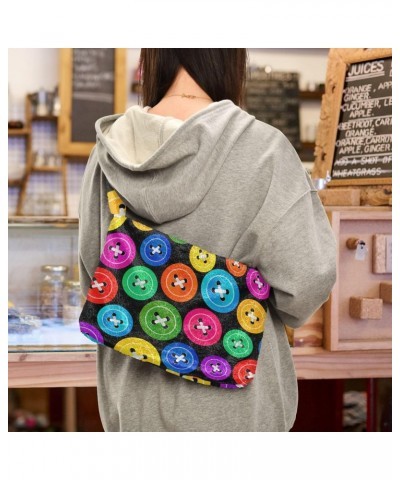 Colorful Buttons Shoulder Tote Bags for Women Furry Crossbody bag Hobo Handbag Purses for Travel Work College $11.12 Totes