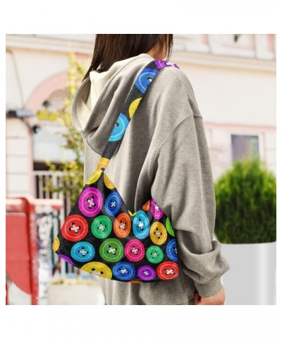 Colorful Buttons Shoulder Tote Bags for Women Furry Crossbody bag Hobo Handbag Purses for Travel Work College $11.12 Totes