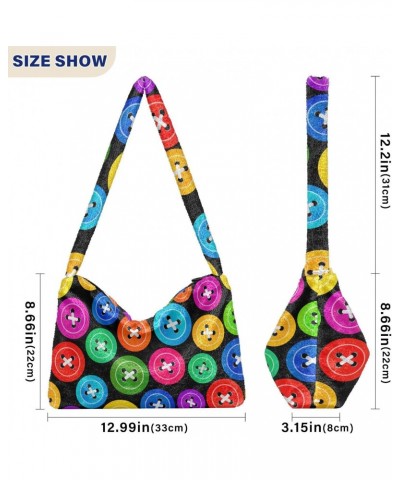 Colorful Buttons Shoulder Tote Bags for Women Furry Crossbody bag Hobo Handbag Purses for Travel Work College $11.12 Totes