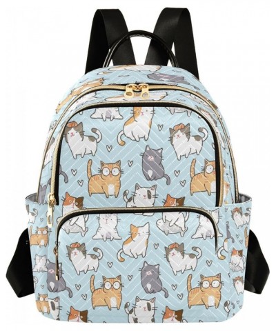 Women Backpack Purse Cute Cat on Light Blue Fashion Shoulder Bags Travel Backpack Small Daypacks M Small $13.00 Backpacks