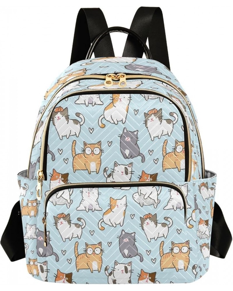 Women Backpack Purse Cute Cat on Light Blue Fashion Shoulder Bags Travel Backpack Small Daypacks M Small $13.00 Backpacks