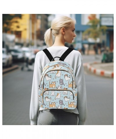 Women Backpack Purse Cute Cat on Light Blue Fashion Shoulder Bags Travel Backpack Small Daypacks M Small $13.00 Backpacks