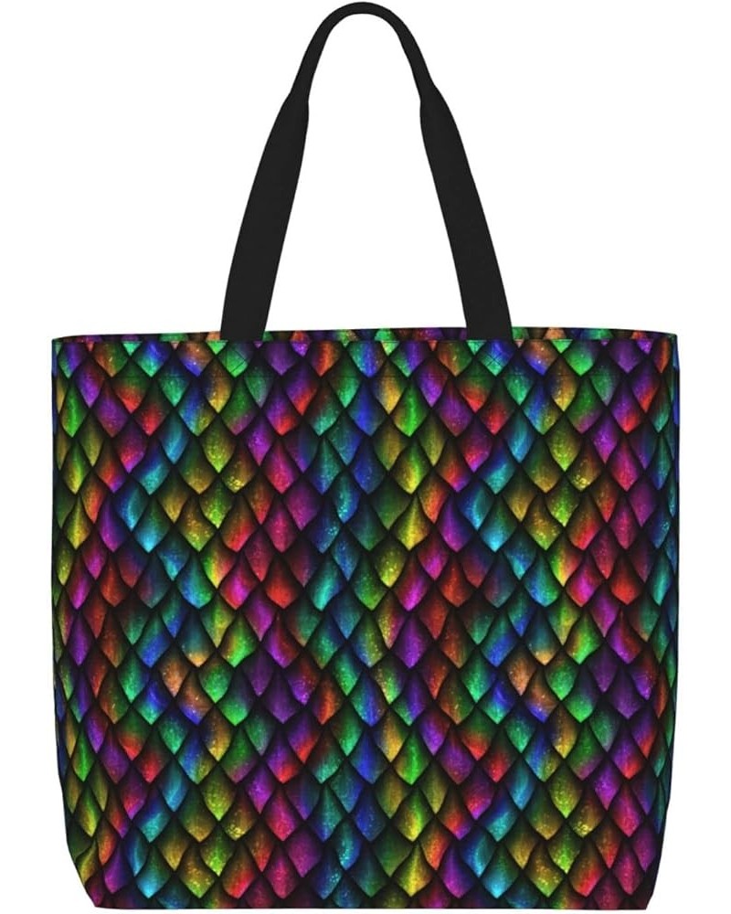 Colorful Fishes Print One-Shoulder Convenience Store, Portable Storage Bag, Work, School,Shoulder Bag Dragon Scale $19.18 Sho...