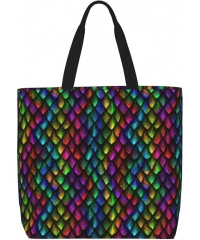 Colorful Fishes Print One-Shoulder Convenience Store, Portable Storage Bag, Work, School,Shoulder Bag Dragon Scale $19.18 Sho...