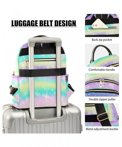 Women Backpack Unicorn Glitter Rainbow Anti-Theft Travel Backpack with Luggage Belt Lightweight Handbag Lady Purse Roomy Doub...