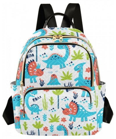 Backpack Purse for Women Cute Blue Dinosaur, Mini Fashion Backpack Tropical Leaves Palm Lightweight Casual Daypack Shoulder B...