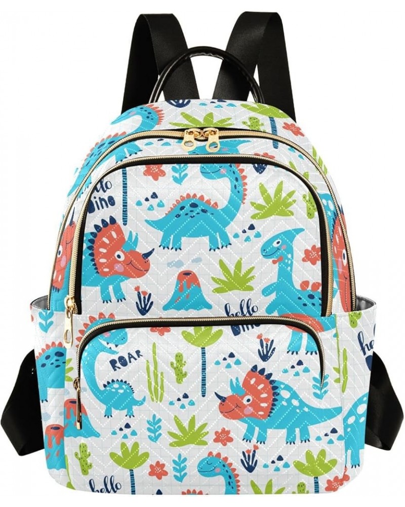 Backpack Purse for Women Cute Blue Dinosaur, Mini Fashion Backpack Tropical Leaves Palm Lightweight Casual Daypack Shoulder B...