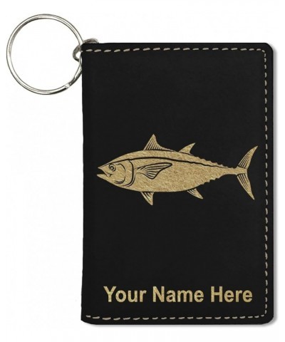 ID Holder Wallet, Tuna Fish, Personalized Engraving Included (Light Brown) Black with Gold $14.27 Wallets