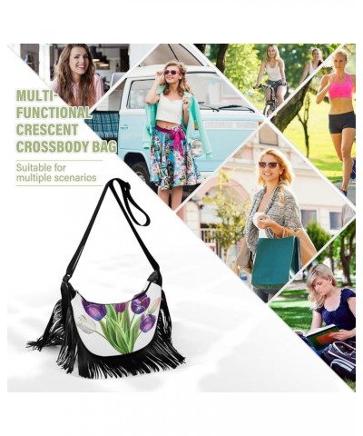 Women Fringe Tassel Cross Body Bag Clubs Flower White Leisure Shoulder Bag Color123 $13.22 Crossbody Bags