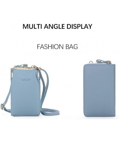 Tote Bag For Women Large Strap Adjustable Women Shoulder Phone Card Bag Wallet Capacity Slot Mobile Messenger Blue $14.64 Cro...