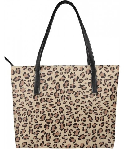 Tote Bag for Women,Shoulder Handbag Travel Totes Waterproof Bag Large Capacity with Zipper Leopard Brown $14.40 Totes