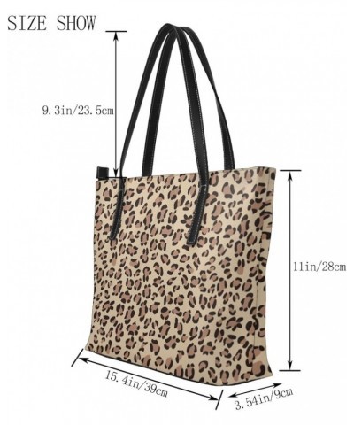 Tote Bag for Women,Shoulder Handbag Travel Totes Waterproof Bag Large Capacity with Zipper Leopard Brown $14.40 Totes