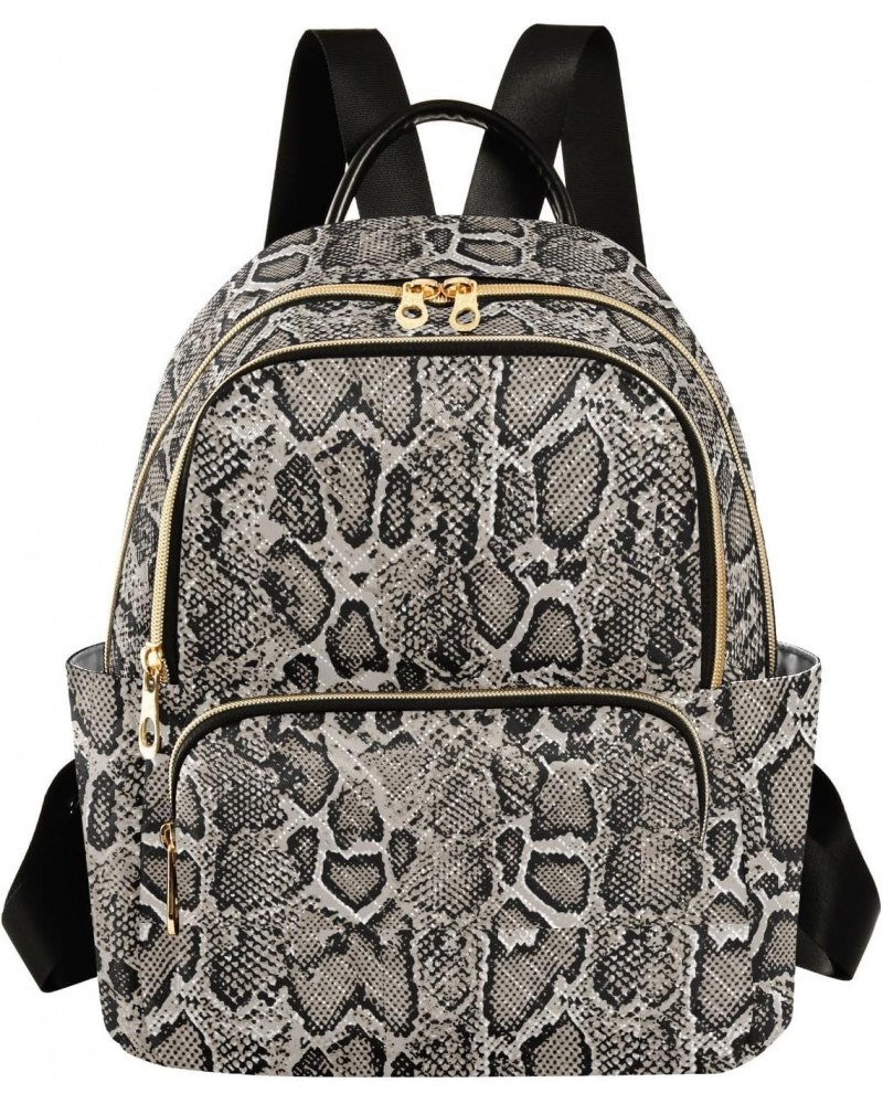 Snake Skin Backpack Purse for Women Anti-theft Small Fashion Travel Backpack with Zipper Weekend Bag,S $12.18 Backpacks