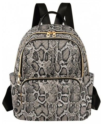 Snake Skin Backpack Purse for Women Anti-theft Small Fashion Travel Backpack with Zipper Weekend Bag,S $12.18 Backpacks