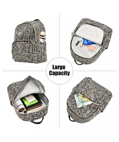 Snake Skin Backpack Purse for Women Anti-theft Small Fashion Travel Backpack with Zipper Weekend Bag,S $12.18 Backpacks