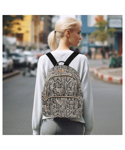 Snake Skin Backpack Purse for Women Anti-theft Small Fashion Travel Backpack with Zipper Weekend Bag,S $12.18 Backpacks