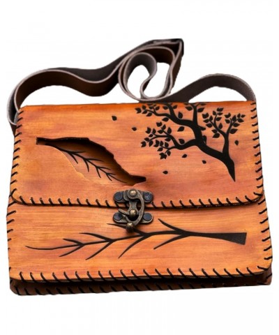 Hand Made Real Leather Crossbody Bag Purse Handbag for Women Ladies Authentic Shoulder Strap Genuine Unique Original Tree Bra...