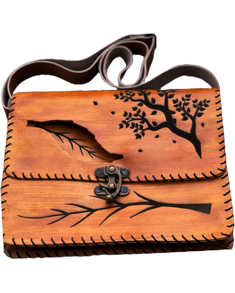 Hand Made Real Leather Crossbody Bag Purse Handbag for Women Ladies Authentic Shoulder Strap Genuine Unique Original Tree Bra...