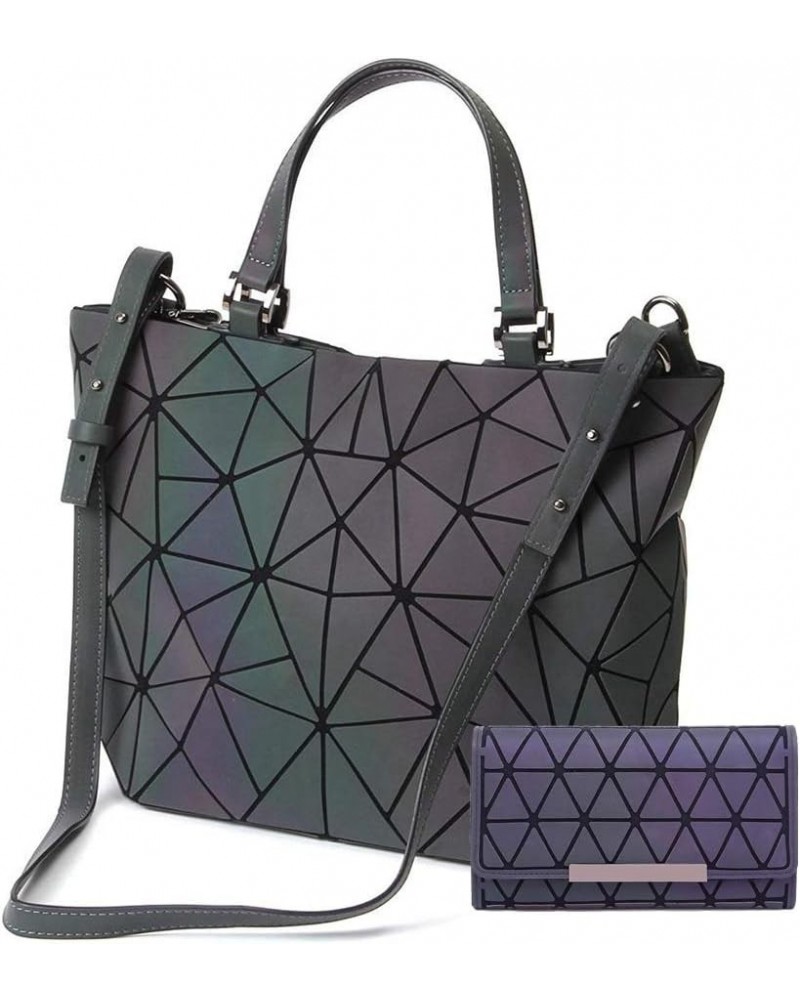 Geometric Purse Reflective Handbag Lattice Luminous Shoulder Bag Holographic Cross-Body Bag Geometry Lingge Purse for Women L...