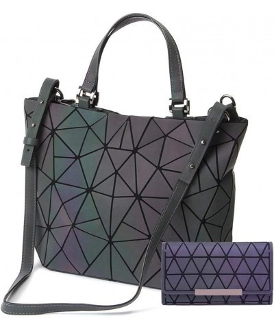 Geometric Purse Reflective Handbag Lattice Luminous Shoulder Bag Holographic Cross-Body Bag Geometry Lingge Purse for Women L...