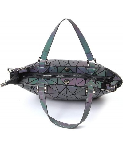 Geometric Purse Reflective Handbag Lattice Luminous Shoulder Bag Holographic Cross-Body Bag Geometry Lingge Purse for Women L...