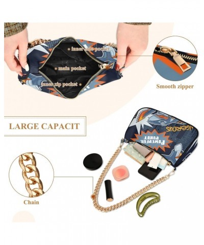 Crossbody Bags for Women Shoulder Purse Shark Robort Handbags Stylish Clutch Purse with Chain Strap $13.20 Totes