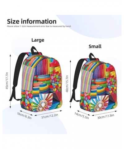 Colorful Collage Print Unisex Canvas Backpack Cute Backpack For Travel Sports Casual Aesthetic Backpack Black Small $17.00 Ba...