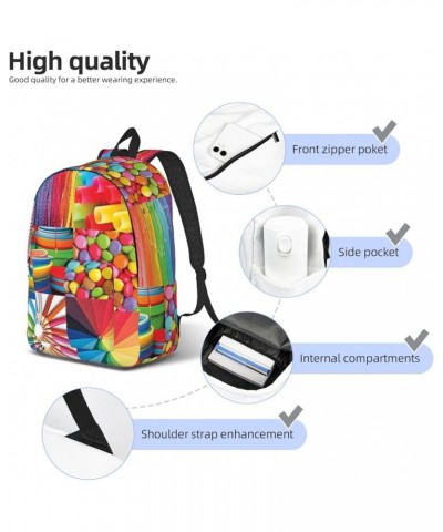 Colorful Collage Print Unisex Canvas Backpack Cute Backpack For Travel Sports Casual Aesthetic Backpack Black Small $17.00 Ba...