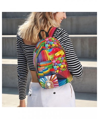 Colorful Collage Print Unisex Canvas Backpack Cute Backpack For Travel Sports Casual Aesthetic Backpack Black Small $17.00 Ba...