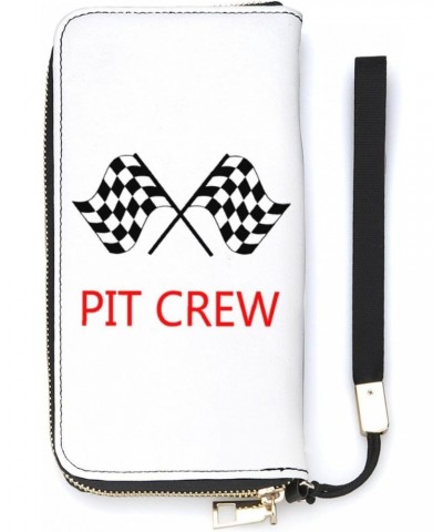 Racing Car Pit Crew Checkered Flag Novelty Wallet with Wrist Strap Long Cellphone Purse Large Capacity Handbag Wristlet Clutc...