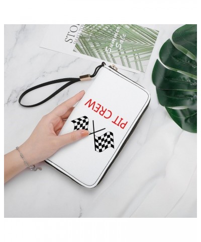 Racing Car Pit Crew Checkered Flag Novelty Wallet with Wrist Strap Long Cellphone Purse Large Capacity Handbag Wristlet Clutc...