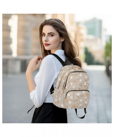 Light Brown Lovely Flower Fashion Backpack Purse for Women, Casual Daypacks, Ladies Gift for Traveling Hiking Multicolor Medi...