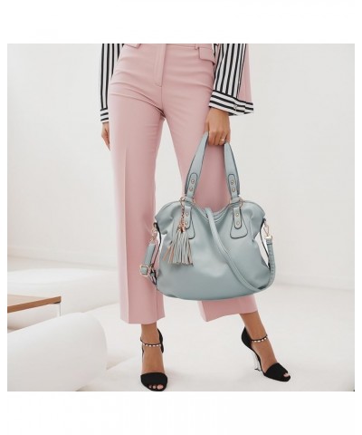 Purses And Wallets Set For Women Tote Handbags Large Hobo Bag Purse With Wallet 3PCS A13-3pcs/Set Greyblue $23.96 Shoulder Bags