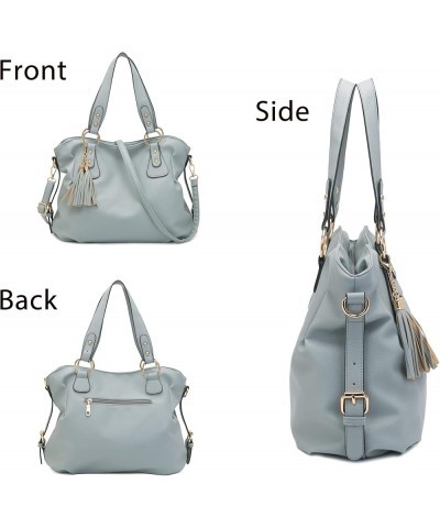 Purses And Wallets Set For Women Tote Handbags Large Hobo Bag Purse With Wallet 3PCS A13-3pcs/Set Greyblue $23.96 Shoulder Bags